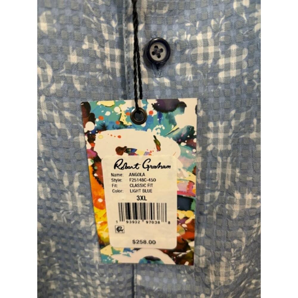ROBERT GRAHAM Shirt 3XL Classic Fit Button Blue Unique Print NWT - Picture 6 of 11